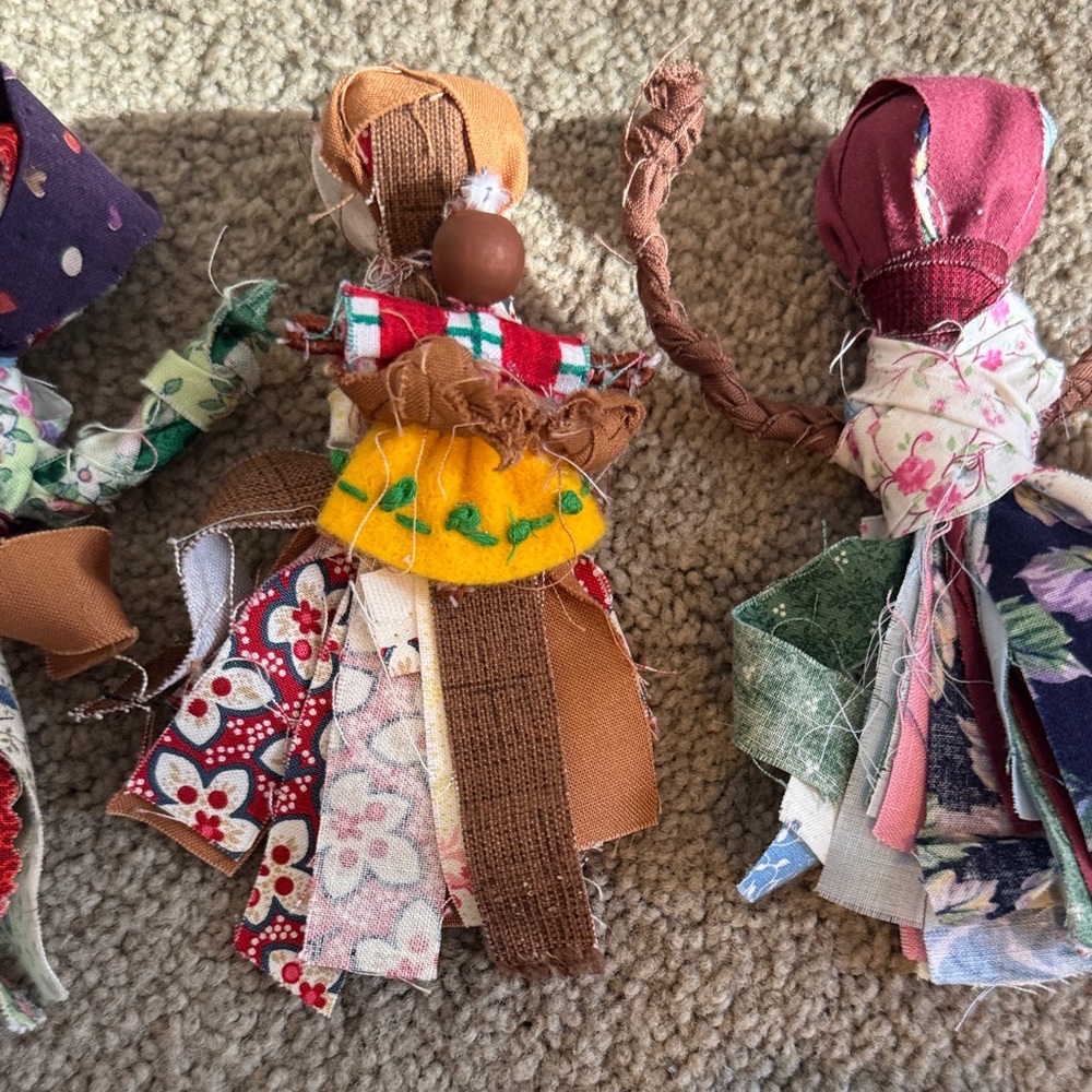 Handcrafted Patchwork Rag Dolls Set - Picture 4 of 9